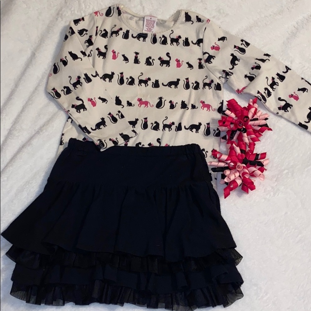 4 pc Gymboree Pink & Black Cat Outfit Set